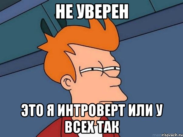 Не уверен Это я интроверт или у всех так, Мем  Фрай (мне кажется или)