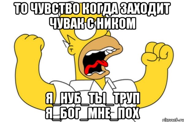 То чувство когда заходит чувак с ником я_нуб_ты_труп я_бог_мне_пох, Мем Разъяренный Гомер