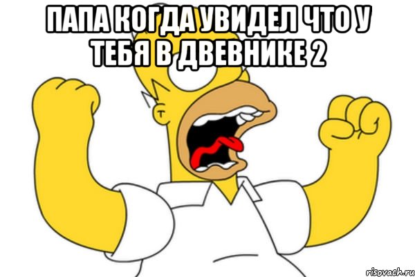 Папа когда увидел что у тебя в двевнике 2 , Мем Разъяренный Гомер