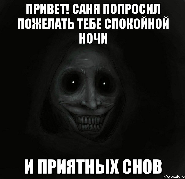 привет! Саня попросил пожелать тебе спокойной ночи и приятных снов, Мем Ночной гость