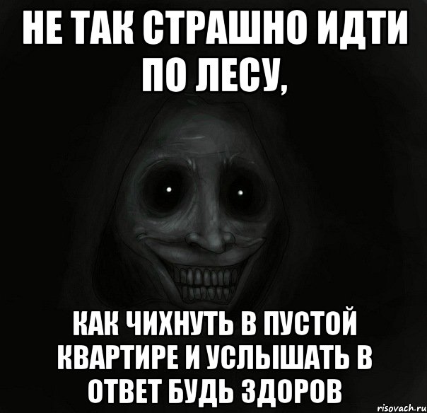 не так страшно идти по лесу, как чихнуть в пустой квартире и услышать в ответ будь здоров, Мем Ночной гость