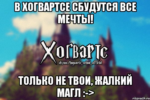 В Хогвартсе сбудутся все мечты! Только не твои, жалкий магл :->, Мем Хогвартс