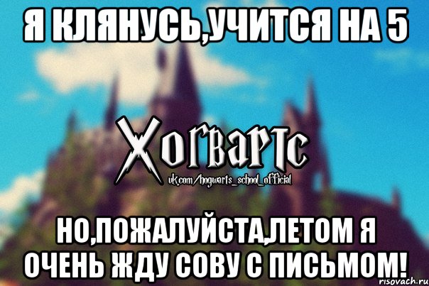 Я клянусь,учится на 5 НО,пожалуйста,летом я очень жду сову с письмом!