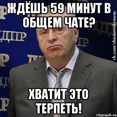 Ждёшь 59 минут в общем чате? Хватит это терпеть!, Мем Хватит это терпеть (Жириновский)