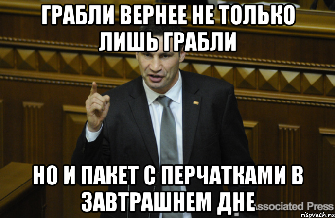 Грабли вернее не только лишь грабли Но и пакет с перчатками в завтрашнем дне