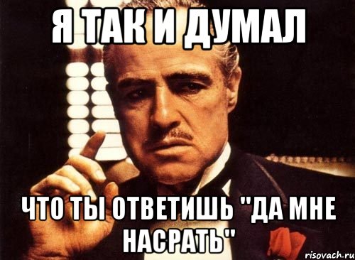 Я так и думал Что ты ответишь "да мне насрать", Мем крестный отец