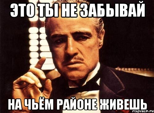 это ты не забывай на чьём районе живешь, Мем крестный отец