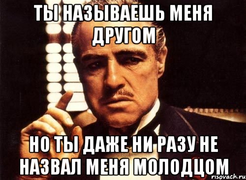 Ты называешь меня другом Но ты даже ни разу не назвал меня молодцом, Мем крестный отец