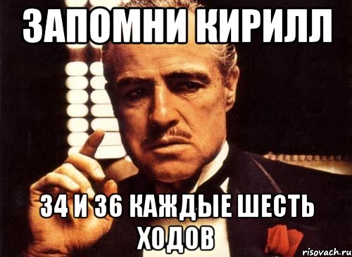 Запомни Кирилл 34 и 36 каждые шесть ходов, Мем крестный отец