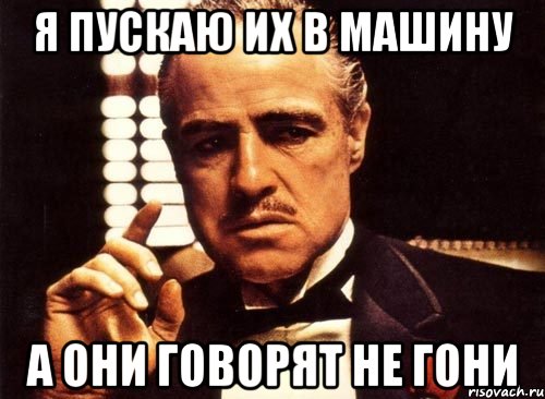 Я пускаю их в машину А они говорят не гони, Мем крестный отец