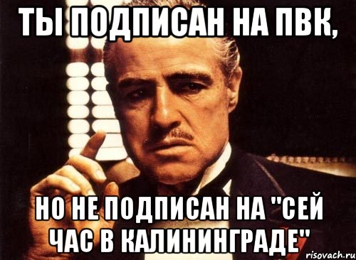 Ты подписан на ПВК, Но не подписан на "Сей час в Калининграде", Мем крестный отец