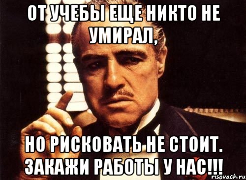 От учебы еще никто не умирал, но рисковать не стоит. Закажи работы у нас!!!, Мем крестный отец