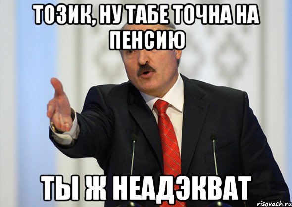 Тозик, ну табе точна на пенсию ты ж неадэкват, Мем лукашенко