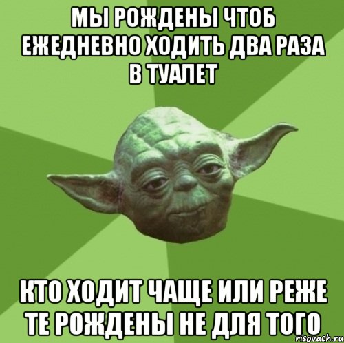 мы рождены чтоб ежедневно ходить два раза в туалет кто ходит чаще или реже те рождены не для того, Мем Мастер Йода