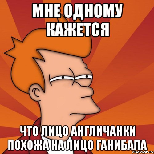 Мне одному кажется Что лицо англичанки похожа на лицо ганибала, Мем Мне кажется или (Фрай Футурама)