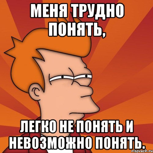 Меня трудно понять, легко не понять и невозможно понять.