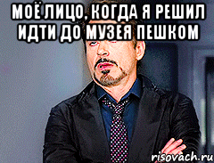 Моё лицо, когда я решил идти до музея пешком , Мем мое лицо когда