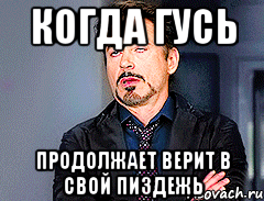 когда гусь продолжает верит в свой пиздежь