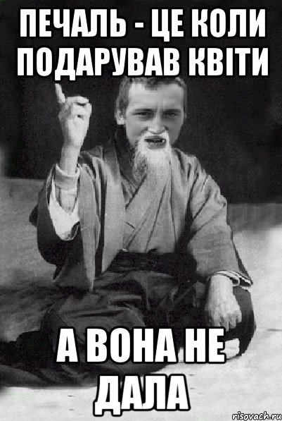 печаль - це коли подарував квіти а вона не дала, Мем Мудрий паца