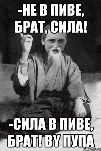 -Не в пиве, брат, сила! -Сила в пиве, брат! by Пупа, Мем Мудрий паца