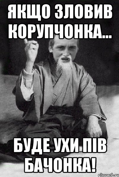 Якщо зловив корупчонка... Буде ухи пів бачонка!, Мем Мудрий паца