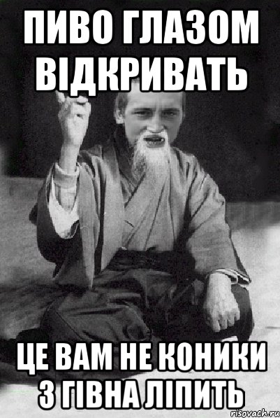 пиво глазом відкривать це вам не коники з гівна ліпить, Мем Мудрий паца