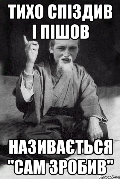 ТИХО СПІЗДИВ І ПІШОВ НАЗИВАЄТЬСЯ "САМ ЗРОБИВ", Мем Мудрий паца