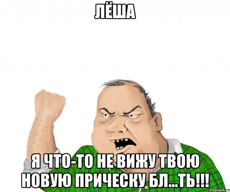 Лёша Я что-то не вижу твою новую прическу бл...ть!!!, Мем мужик