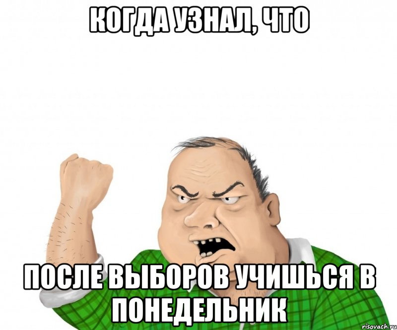 Когда узнал, что после выборов учишься в понедельник, Мем мужик