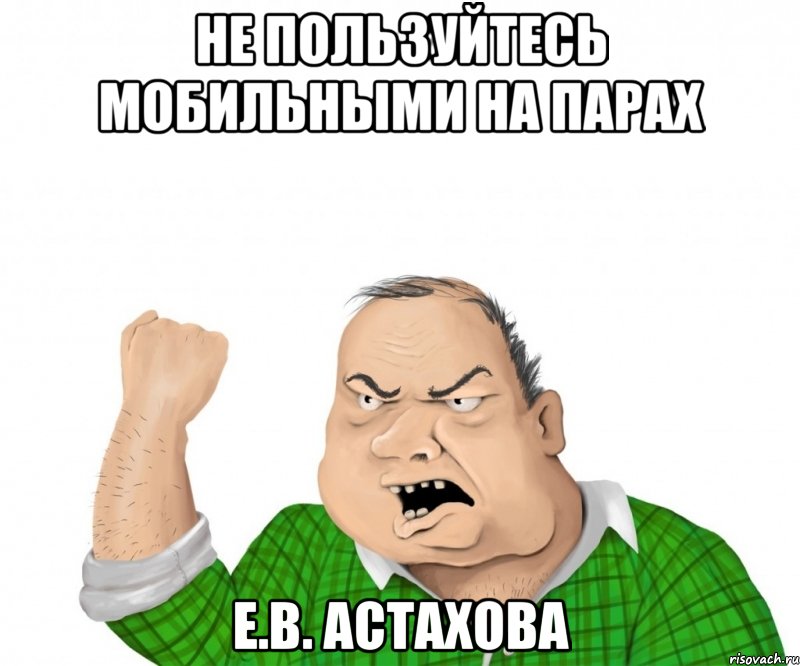 Не пользуйтесь мобильными на парах Е.В. Астахова, Мем мужик