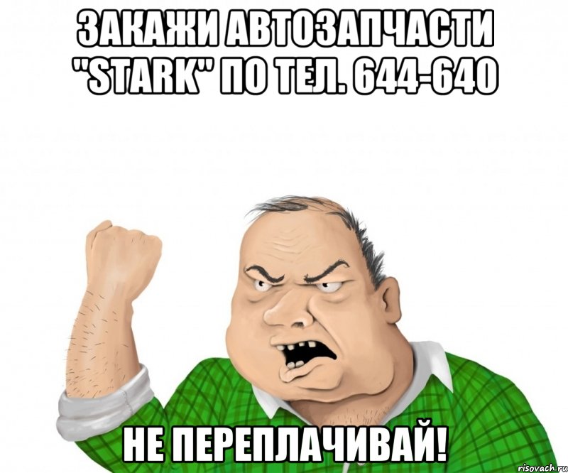 Закажи автозапчасти "STARK" по тел. 644-640 НЕ ПЕРЕПЛАЧИВАЙ!, Мем мужик