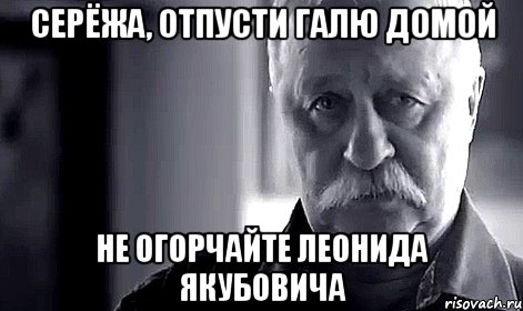 СЕРЁЖА, ОТПУСТИ ГАЛЮ ДОМОЙ Не огорчайте Леонида Якубовича, Мем Не огорчай Леонида Аркадьевича