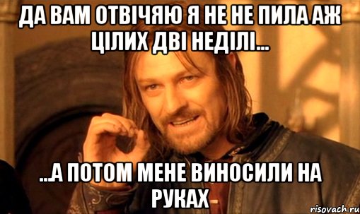 Да вам отвічяю я не не пила аж цілих дві неділі... ...а потом мене виносили на руках