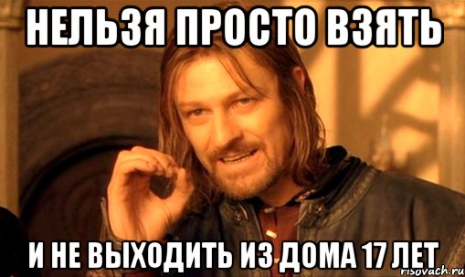 Нельзя просто взять и не выходить из дома 17 лет, Мем Нельзя просто так взять и (Боромир мем)