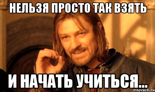 Нельзя просто так взять и начать учиться..., Мем Нельзя просто так взять и (Боромир мем)