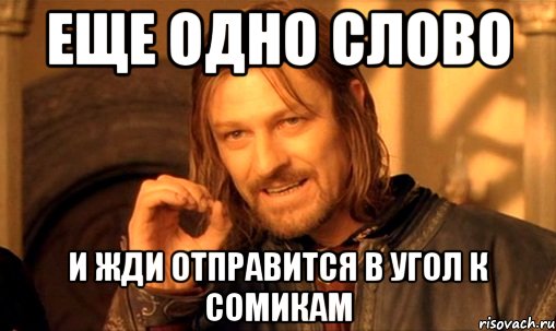 еще одно слово и Жди отправится в угол к сомикам, Мем Нельзя просто так взять и (Боромир мем)