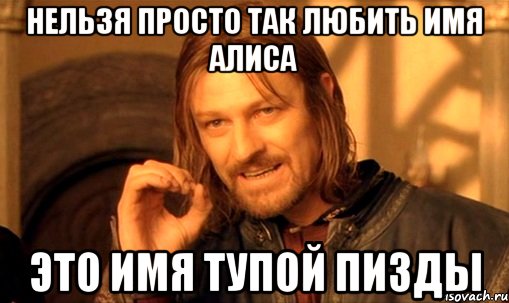 Нельзя просто так любить имя Алиса Это имя тупой пизды, Мем Нельзя просто так взять и (Боромир мем)