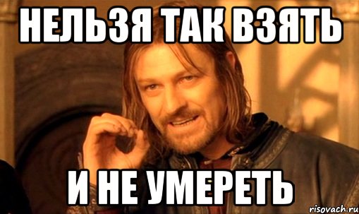 Нельзя так взять и не умереть, Мем Нельзя просто так взять и (Боромир мем)