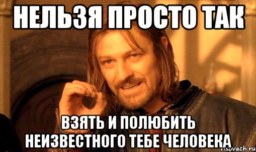 нельзя просто так взять и полюбить неизвестного тебе человека, Мем Нельзя просто так взять и (Боромир мем)