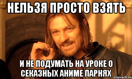 нельзя просто взять и не подумать на уроке о секазных аниме парнях, Мем Нельзя просто так взять и (Боромир мем)