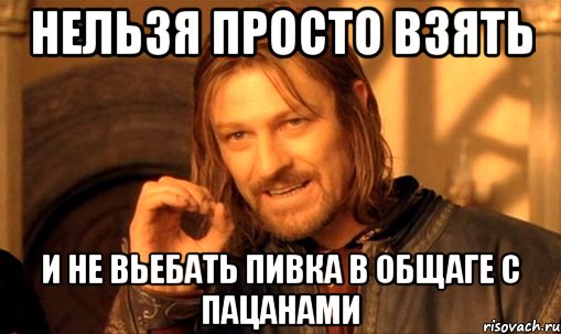 нельзя просто взять и не вьебать пивка в общаге с пацанами, Мем Нельзя просто так взять и (Боромир мем)