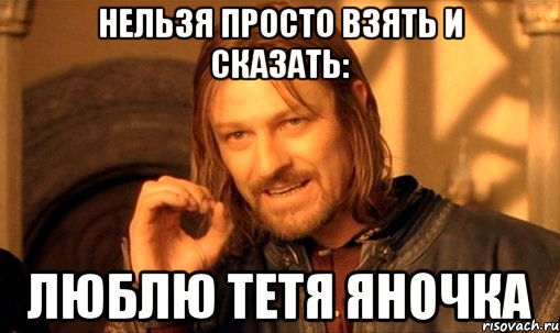 нельзя просто взять и сказать: люблю тетя Яночка, Мем Нельзя просто так взять и (Боромир мем)