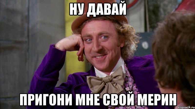 Ну давай Пригони мне свой мерин, Мем Ну давай расскажи (Вилли Вонка)