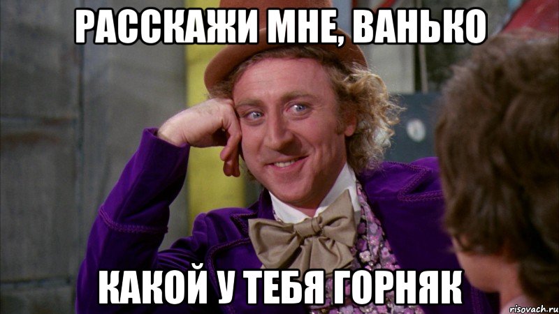 Расскажи мне, Ванько Какой у тебя горняк, Мем Ну давай расскажи (Вилли Вонка)