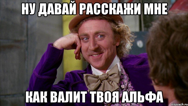 ну давай расскажи мне как валит твоя альфа, Мем Ну давай расскажи (Вилли Вонка)