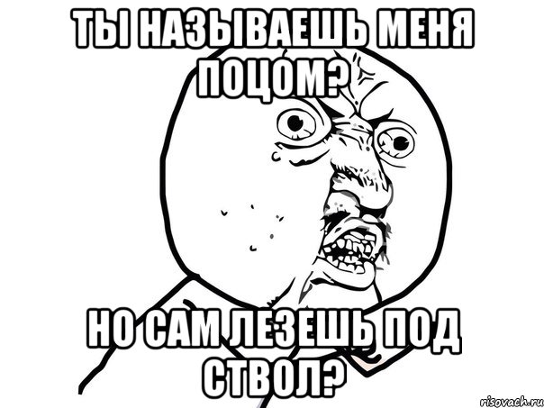 Ты называешь меня поцом? Но сам лезешь под ствол?, Мем Ну почему (белый фон)