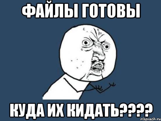 файлы готовы куда их кидать????, Мем Ну почему