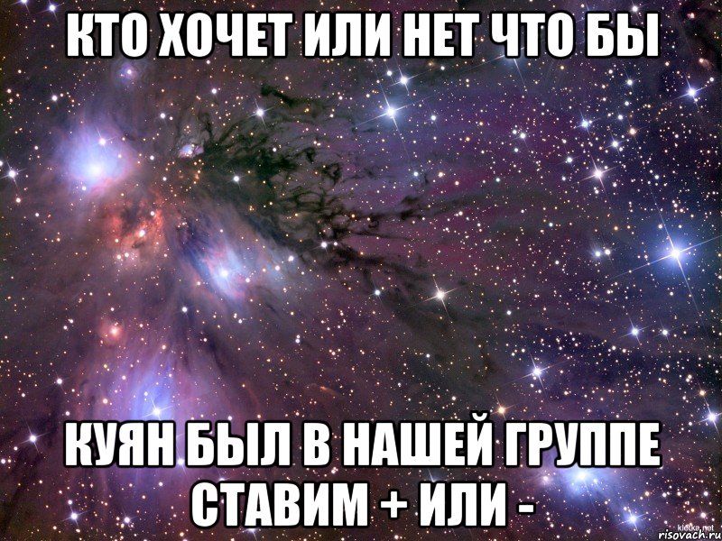 кто хочет или нет что бы Куян был в нашей группе ставим + или -, Мем Космос