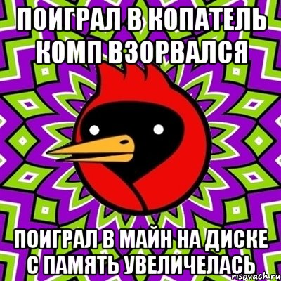 Поиграл в копатель комп взорвался Поиграл в майн на диске С память увеличелась, Мем Омская птица