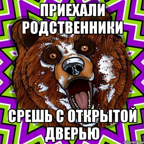 ПРИЕХАЛИ РОДСТВЕННИКИ СРЕШЬ С ОТКРЫТОЙ ДВЕРЬЮ, Мем Омский медведь